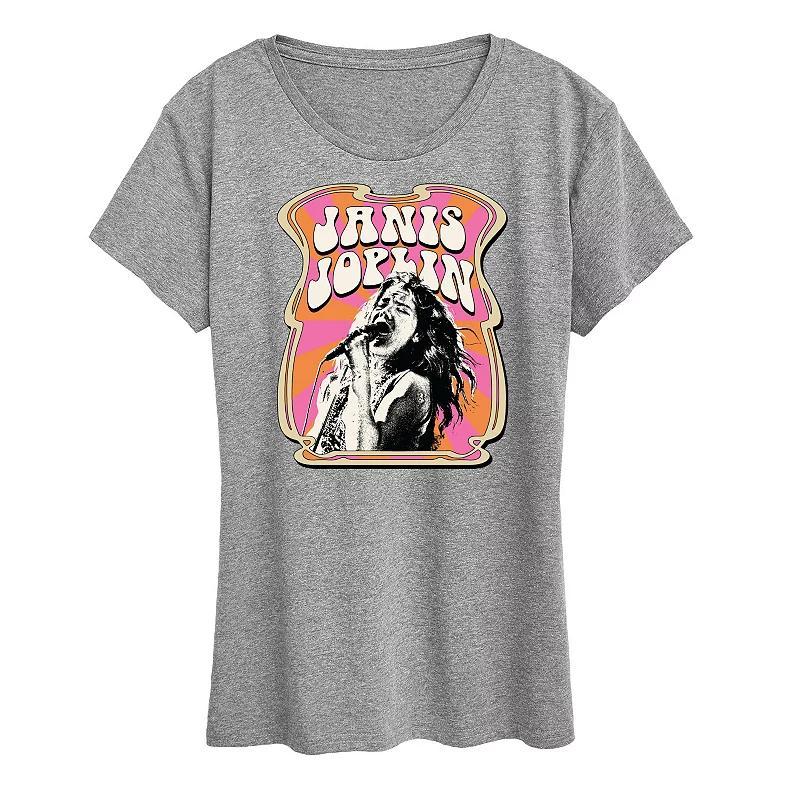 Womens Janis Joplin Poster Style Graphic Tee, Girls Grey Gray Product Image