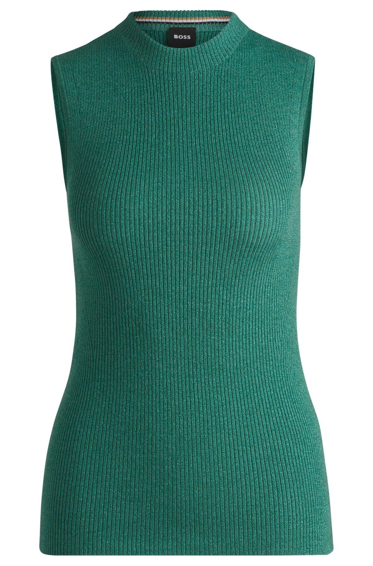 Sleeveless ribbed top with sparkle effect Product Image