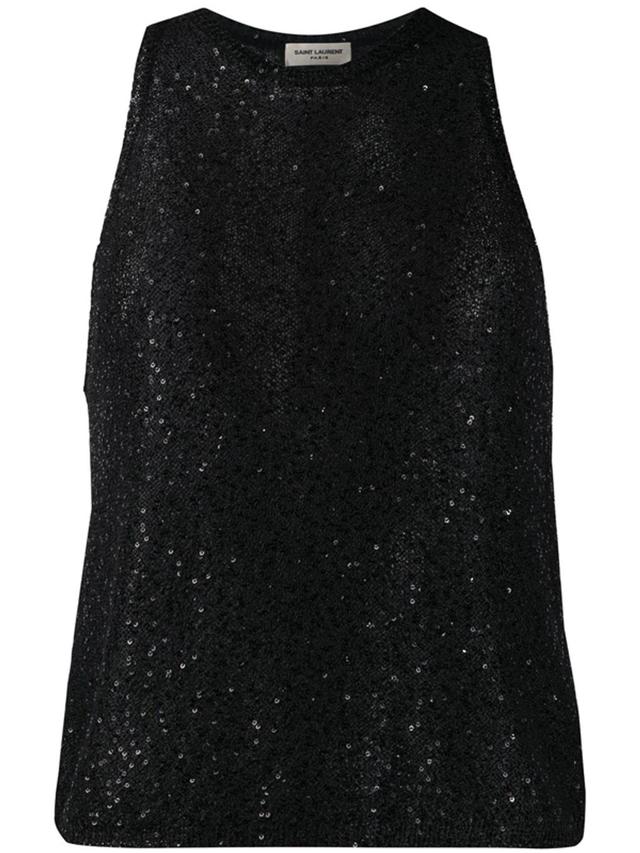 Sequinned Knitted Top In Black Product Image