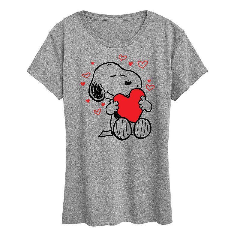 Womens Peanuts Snoopy Hearts Graphic Tee Med Grey Product Image