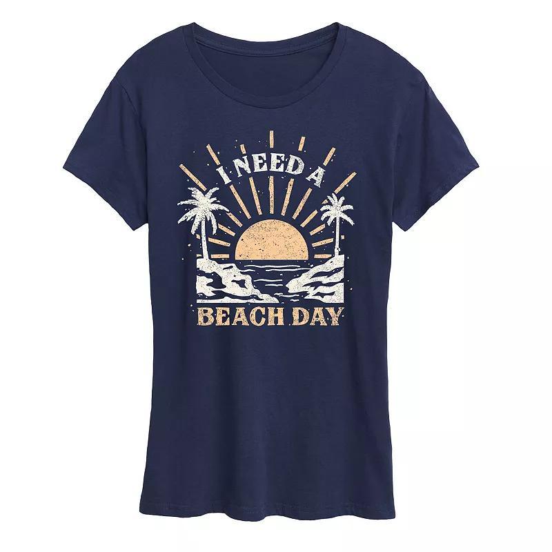 Womens I Need A Beach Day Graphic Tee Blue Product Image