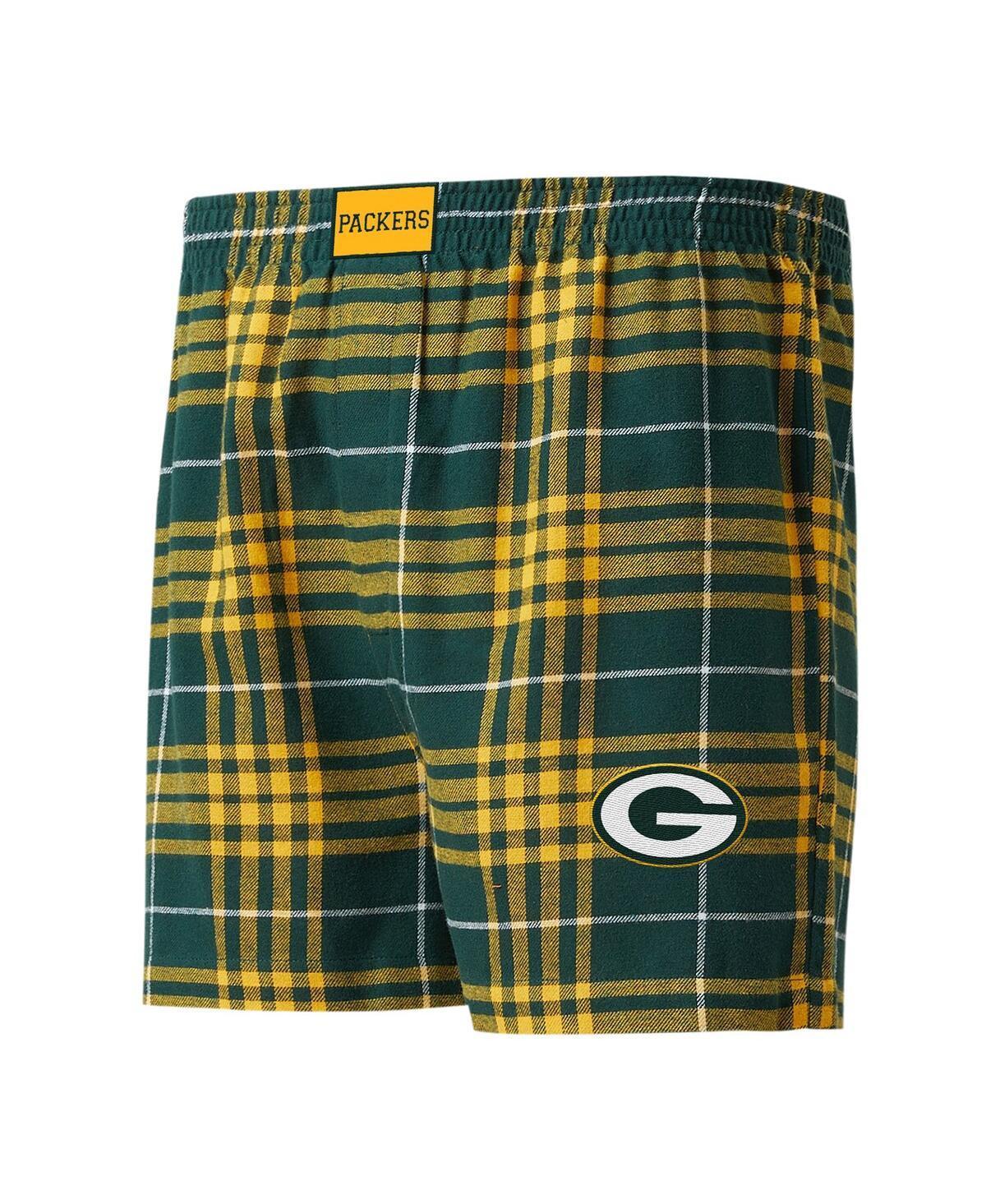 Mens Concepts Sport /Gold Bay Packers Concord Flannel Boxers Product Image