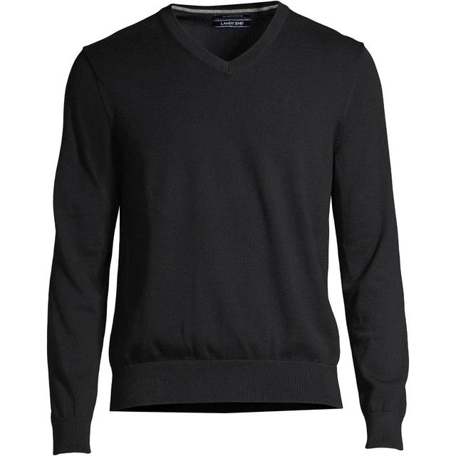 Lands End Mens Classic Fit Fine Gauge Supima Cotton V-neck Sweater Product Image