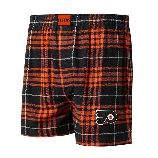 Mens Concepts Sport Black/Orange Philadelphia Flyers Concord Flannel Boxers Product Image