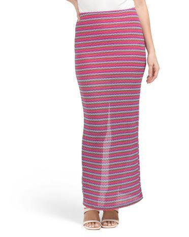 High Waisted Striped Maxi Skirt for Women | Polyester/Spandex Product Image