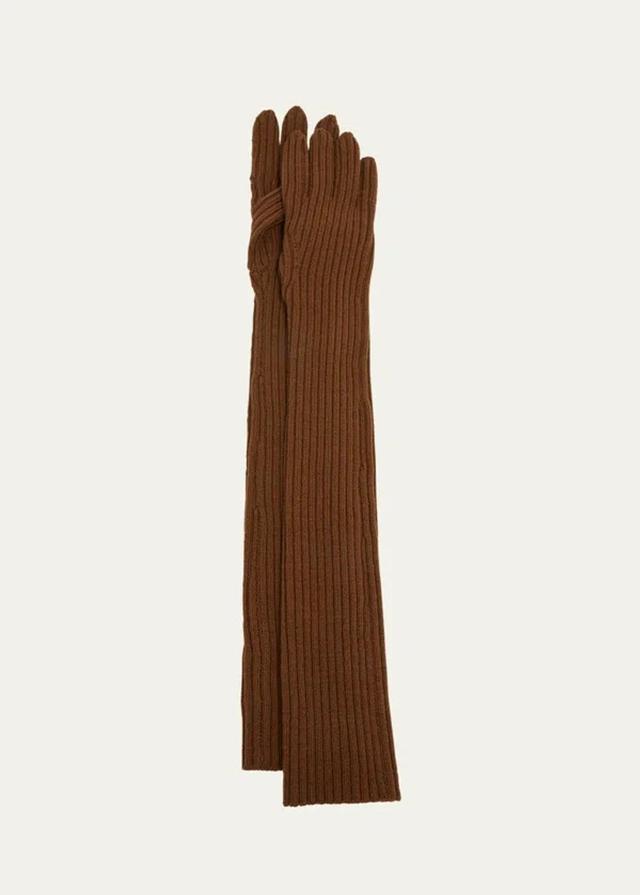 Men's Musk Long Knitted Wool Gloves In Brown Product Image