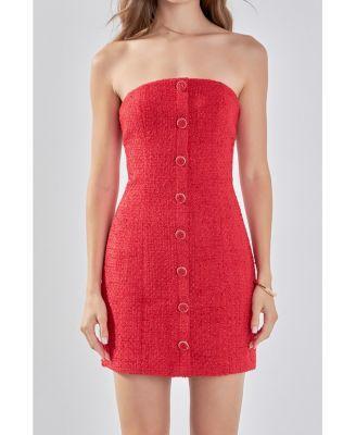 Women's Tweed Strapless Mini Dress Product Image