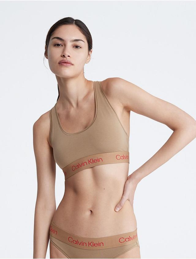 Calvin Klein Womens Stencil Logo Cotton Stretch Unlined Bralette - Blue - XS Product Image