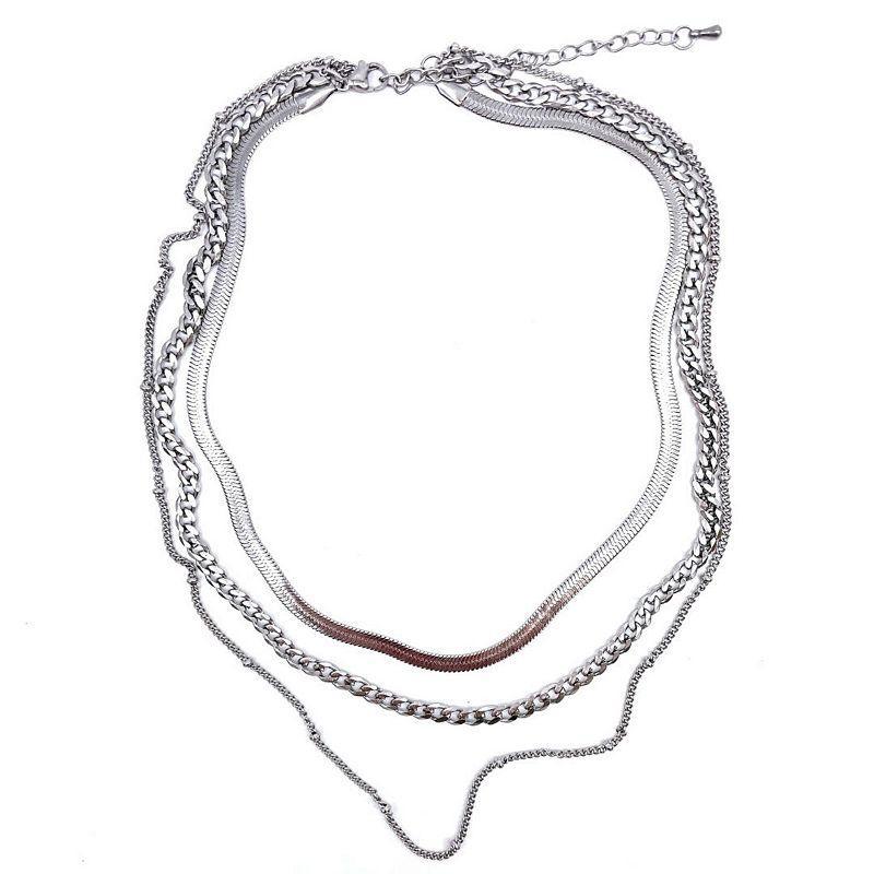 Adornia Layered Chain Necklace in Silver at Nordstrom Rack Product Image