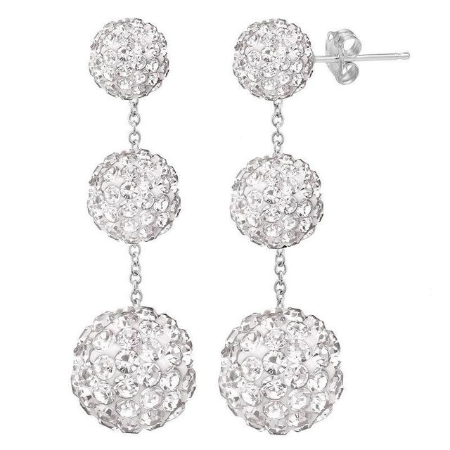 Sterling Silver Graduated Crystal Tiered Drop Earrings, Womens, White Product Image