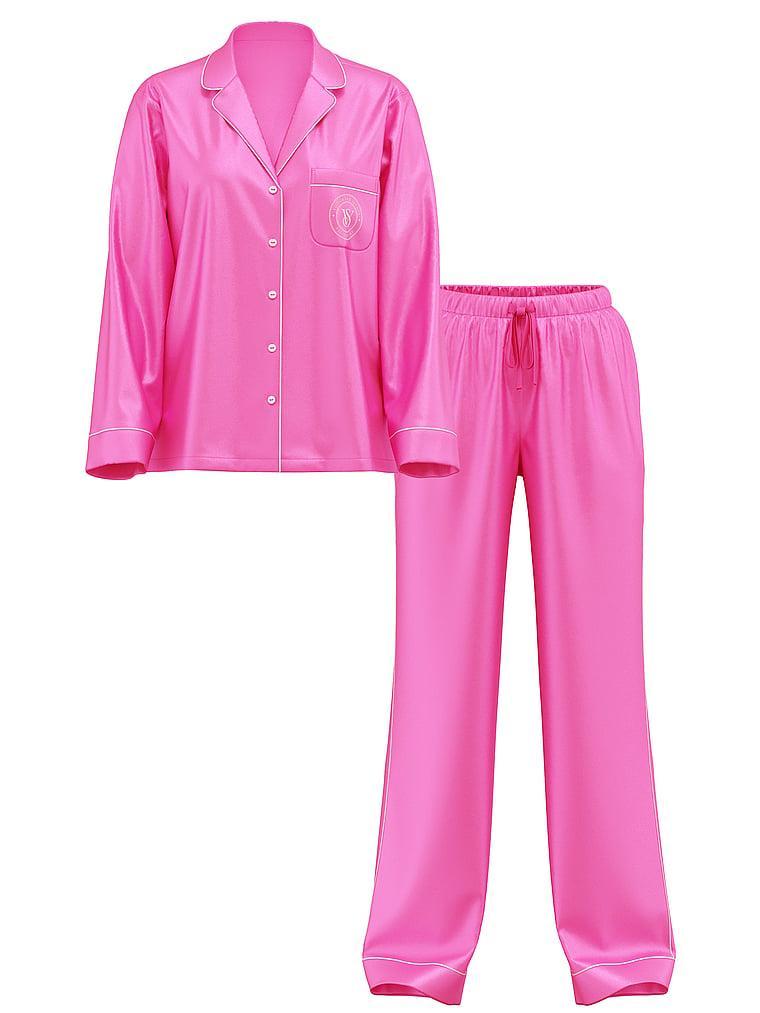 Glazed Satin Long Pajama Set Product Image