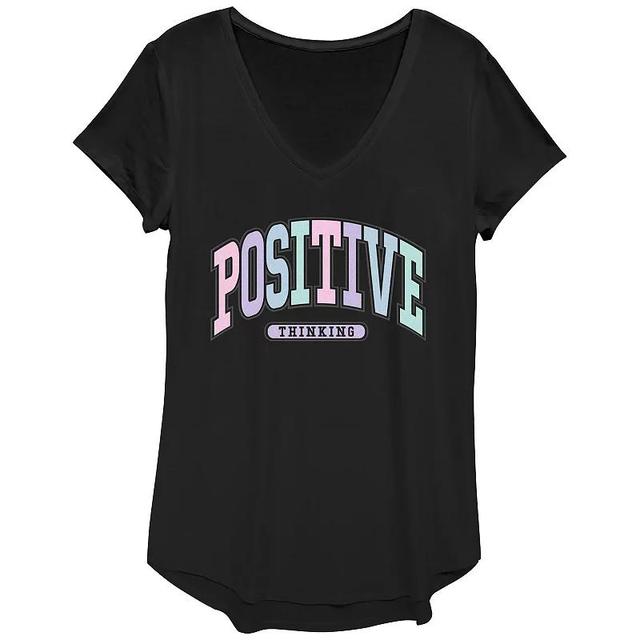 Womens Positive Thinking V-Neck Graphic Tee, Girls Product Image