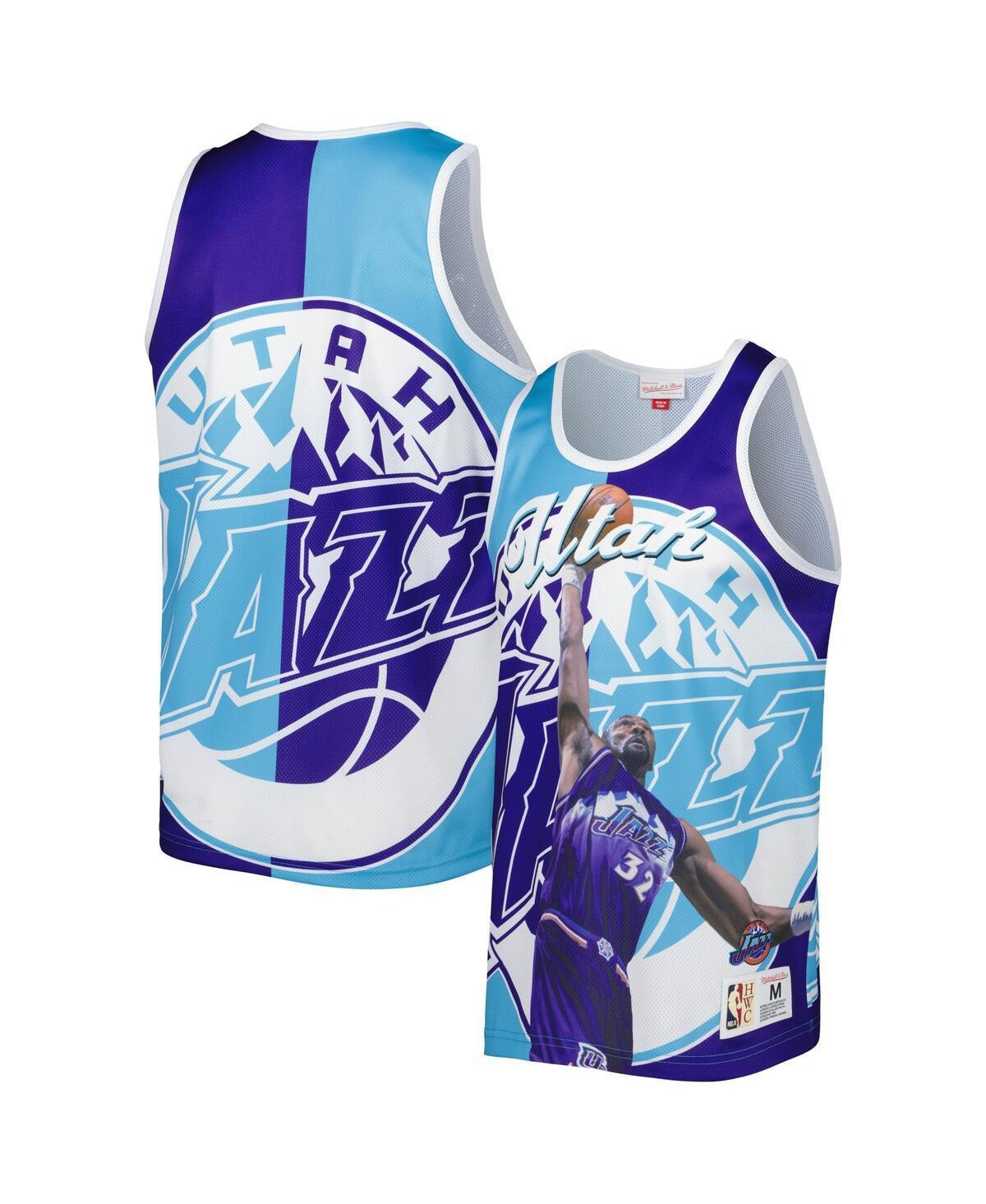 Mens Mitchell & Ness Karl Malone Purple/Turquoise Utah Jazz Sublimated Player Tank Top Product Image