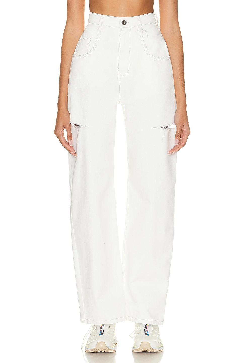 Maison Margiela 5 Pocket Side Slit Jean in White Product Image