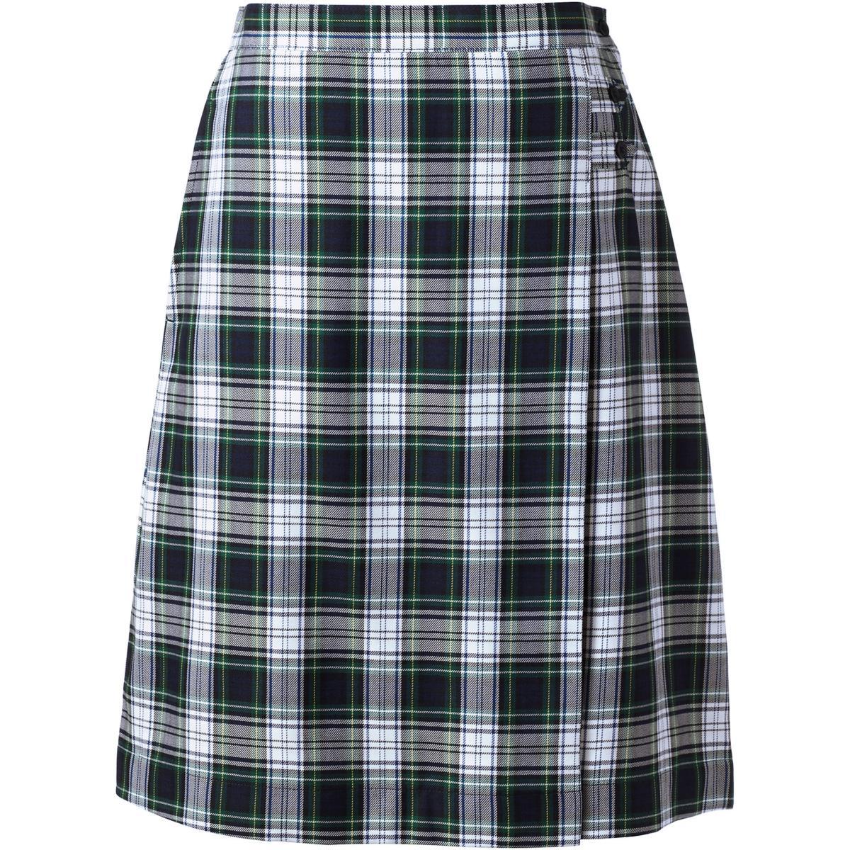 Womens Lands End Plaid Below the Knee A-line Skirt White Product Image