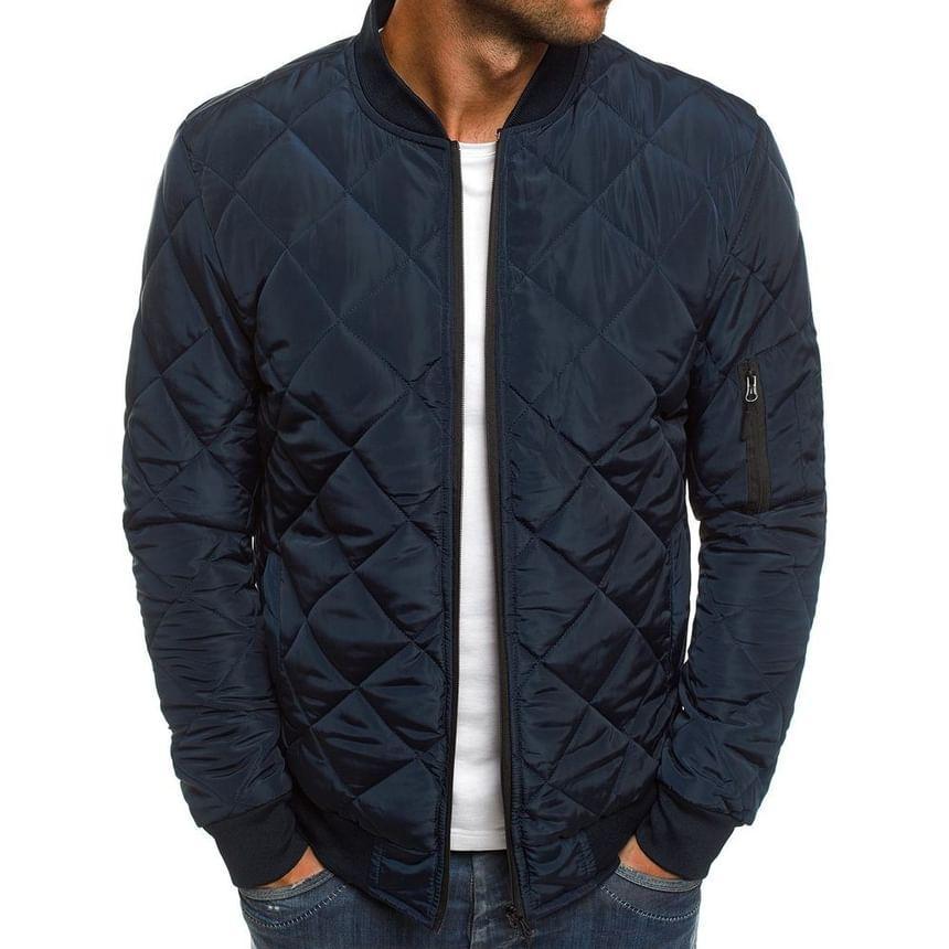 Quilted Zip-Up Bomber Jacket Product Image