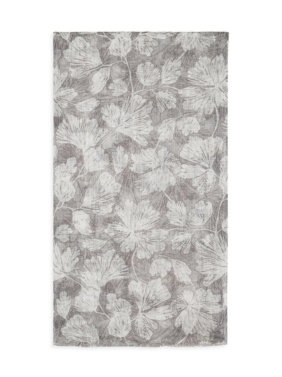 Womens Ginkgo Print Linen Scarf Product Image