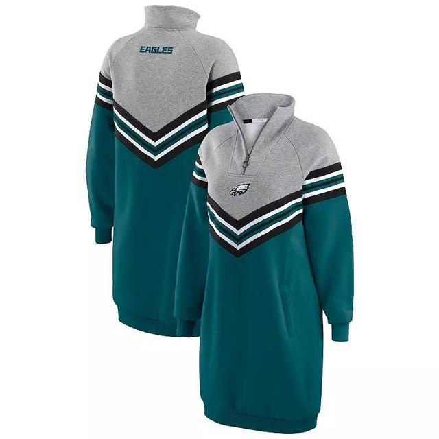 Womens WEAR by Erin Andrews Midnight /Heather Gray Philadelphia Eagles Chevron Stripe Dress Product Image