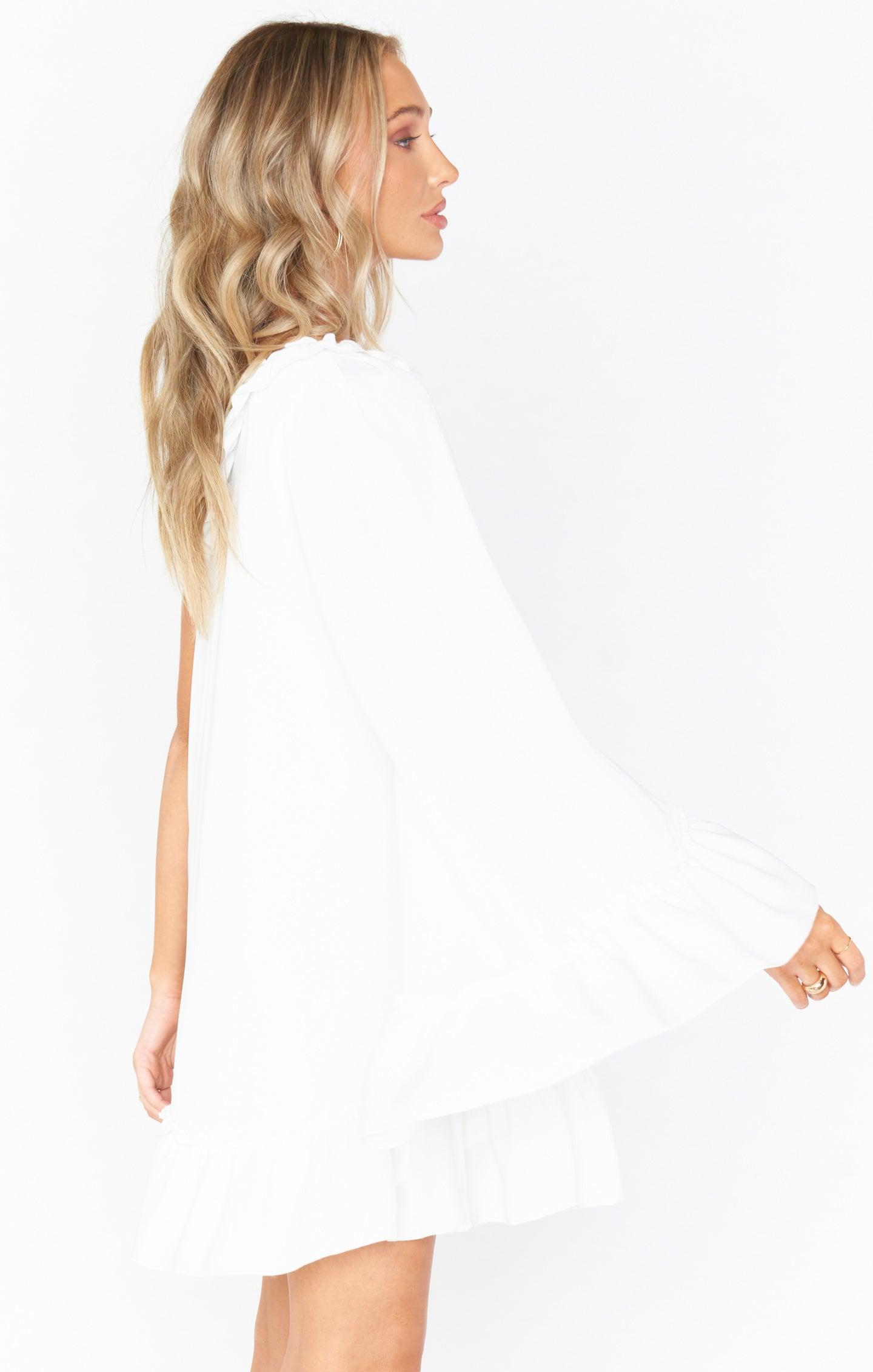 Wonder Mini Dress ~ White Silky Crepe Product Image