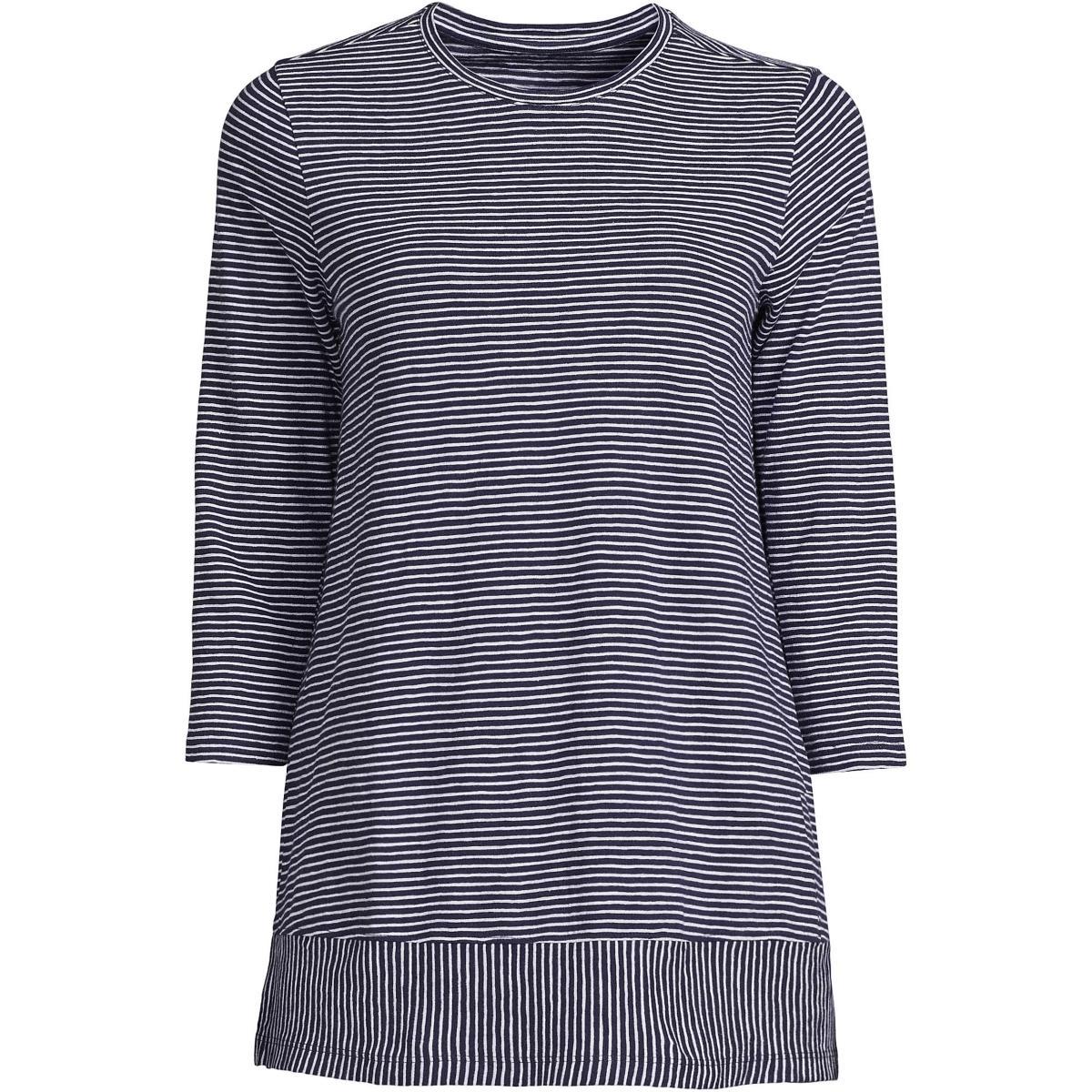 Womens Lands End Slub Jersey Swing Tunic Deep Blue Stripe Product Image