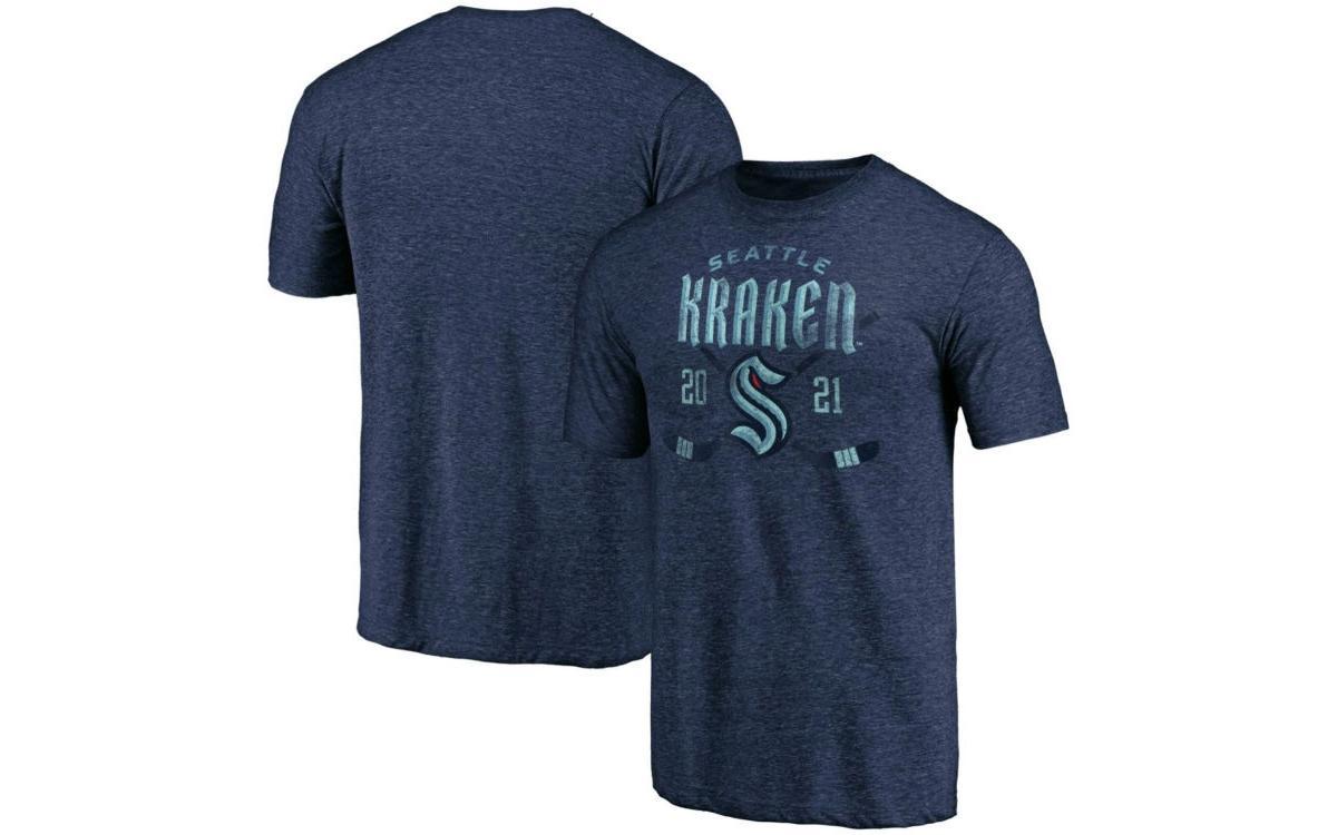 Mens Fanatics Branded Heather Gray Seattle Kraken Distressed Team Tri-Blend T-Shirt Product Image