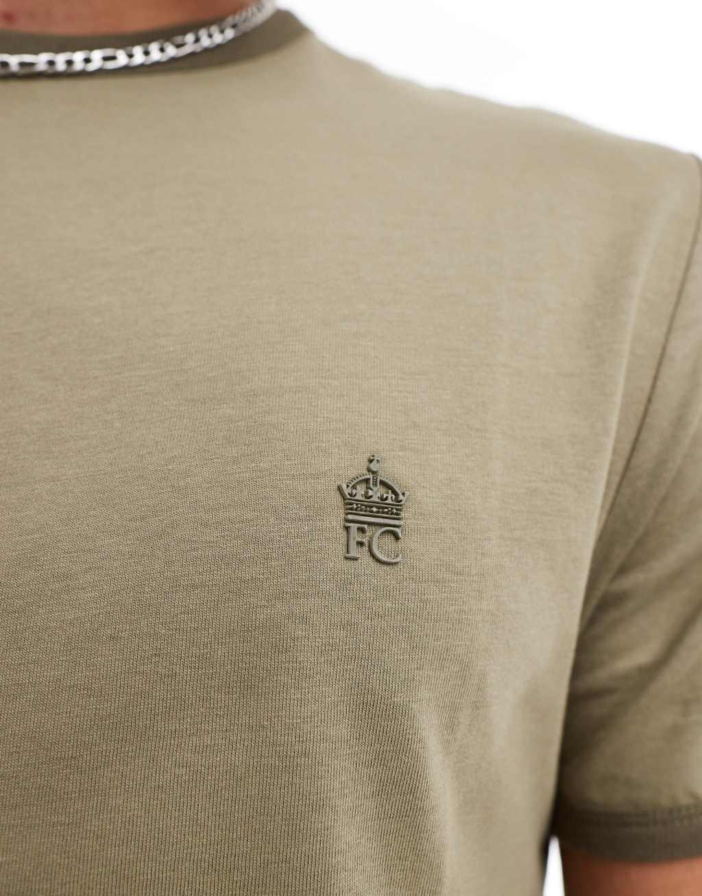 French Connection ringer T-shirt in khaki Product Image