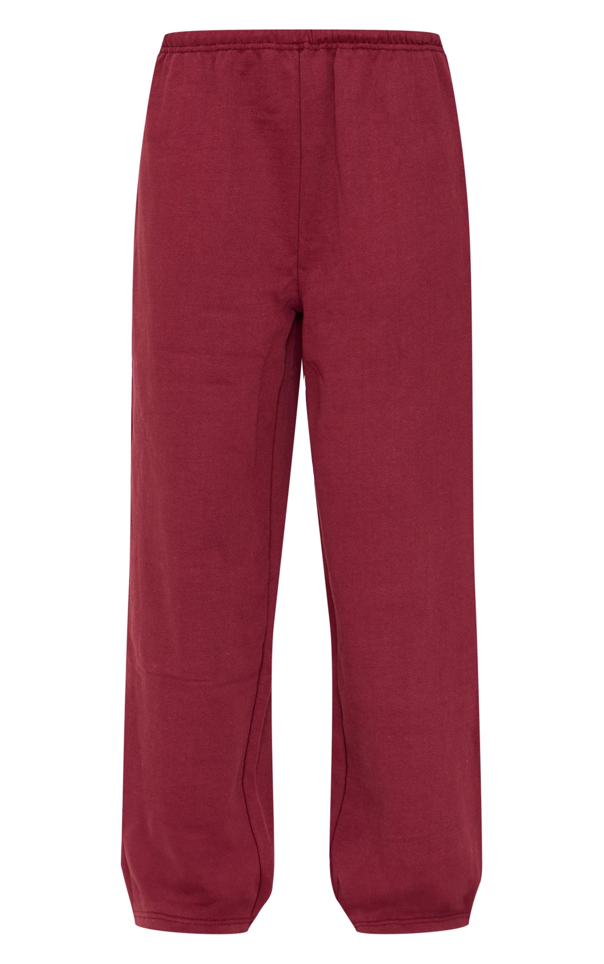 Burgundy Premium Thin Waistband Straight Leg Sweatpants Product Image