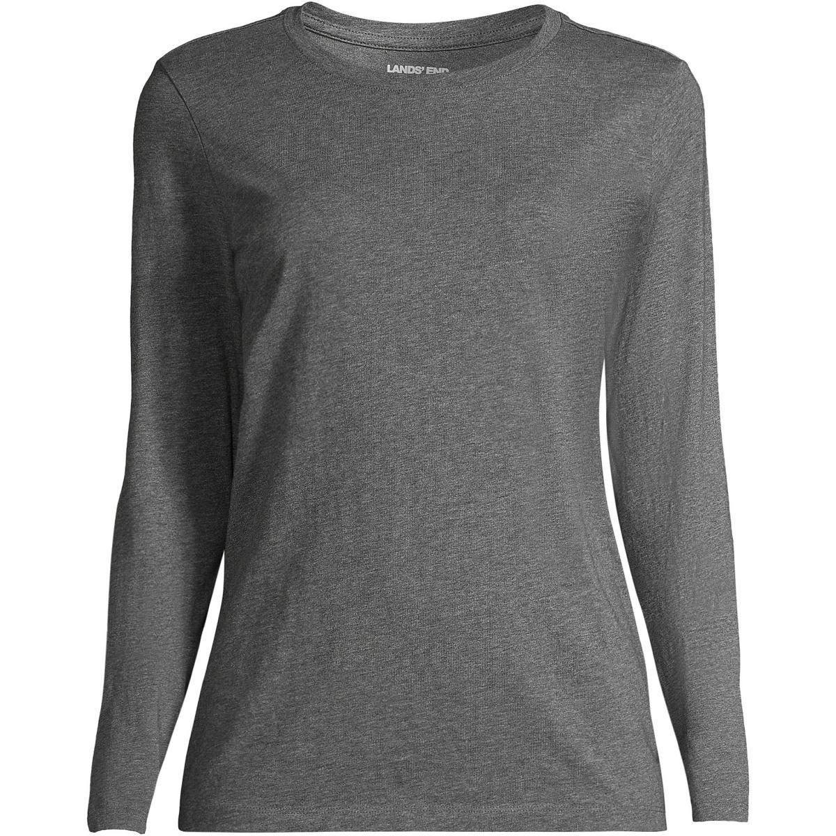 WomensLands End Relaxed-Fit Supima Cotton Crewneck Tee Red Product Image