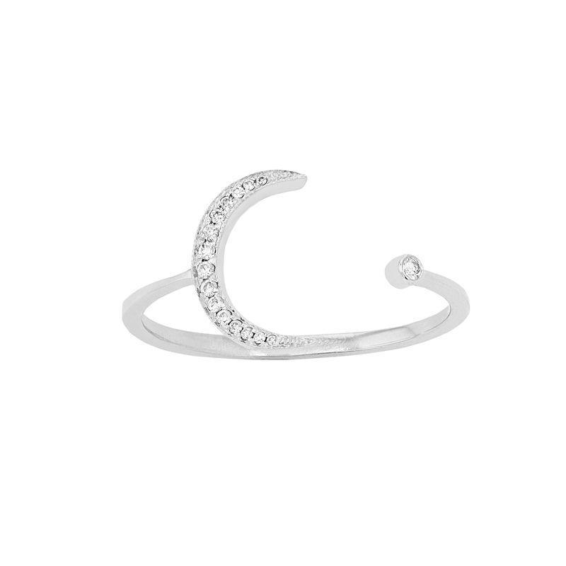 Ava Blue 14k White Gold 1/10 Carat T.W. Diamond Crescent Ring, Womens Product Image