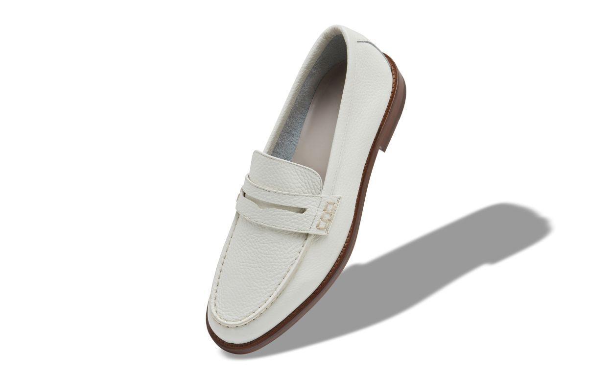 PERRY White Calf Leather Penny Loafers Product Image