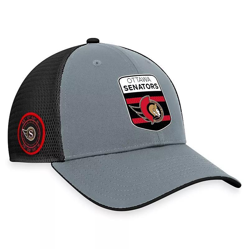 Mens Fanatics Branded Gray/Black Ottawa Senators Authentic Pro Home Ice Trucker Adjustable Hat Product Image