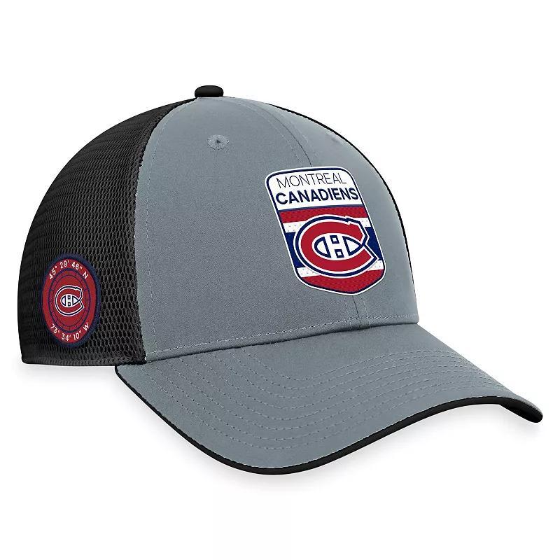 Mens Fanatics Branded  Gray/Black Montreal Canadiens Authentic Pro Home Ice Trucker Adjustable Hat Product Image