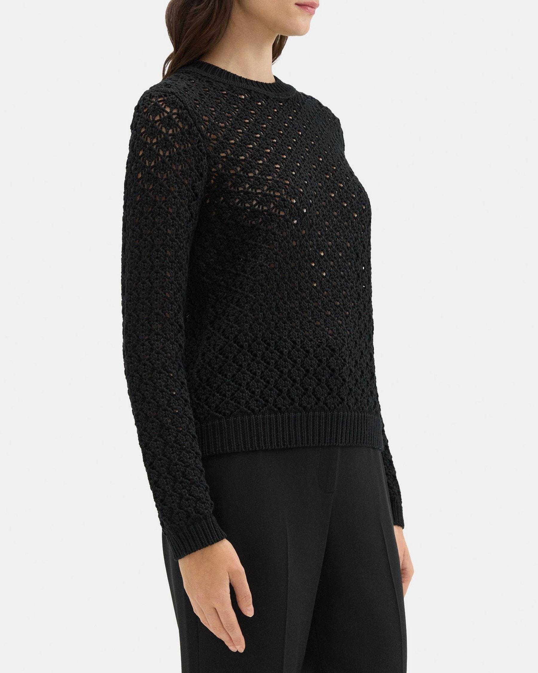 Open Stitched Sweater in Cotton-Blend Product Image