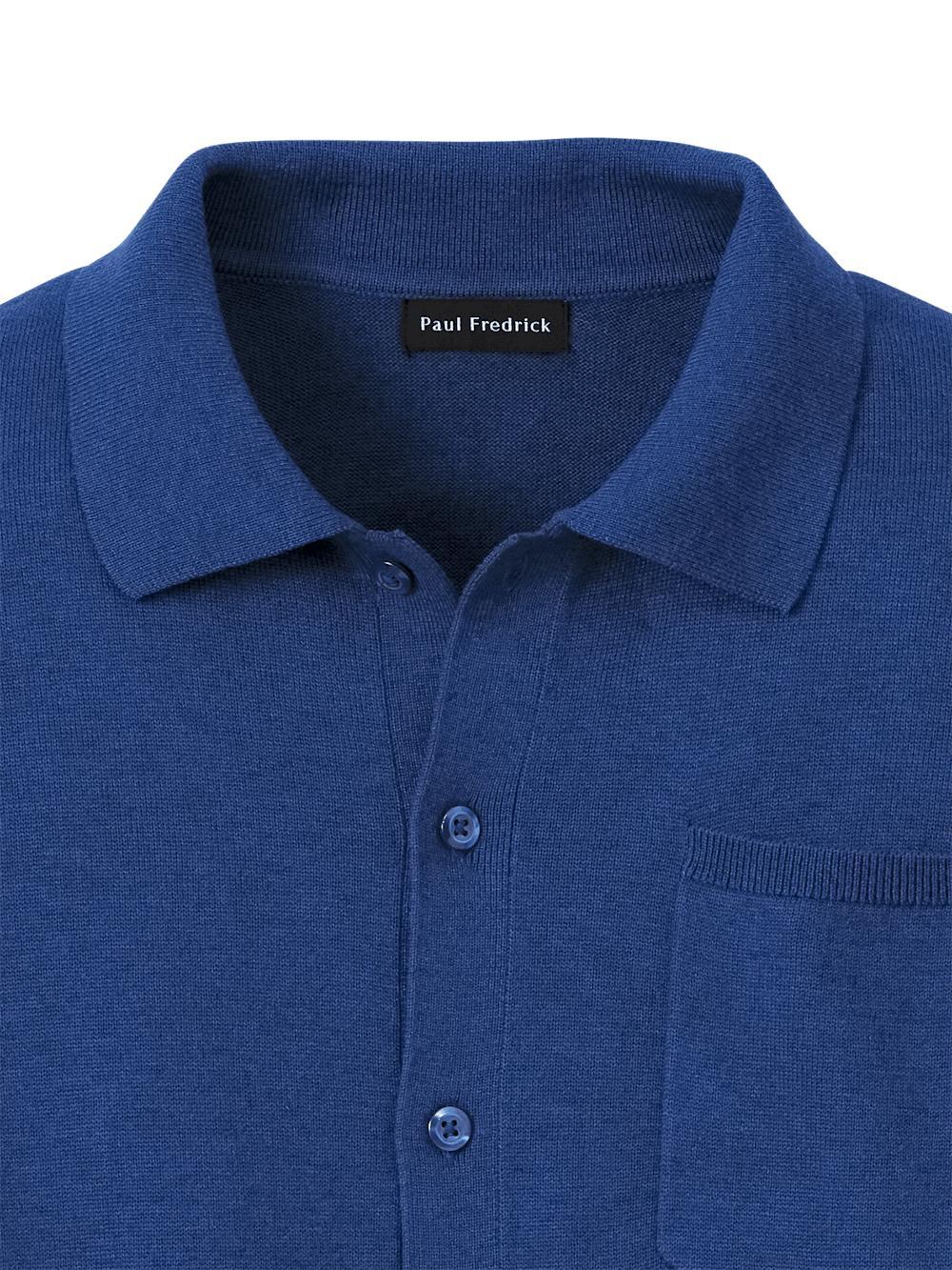 Supima Cotton Button Front Polo - Dark Blue Product Image