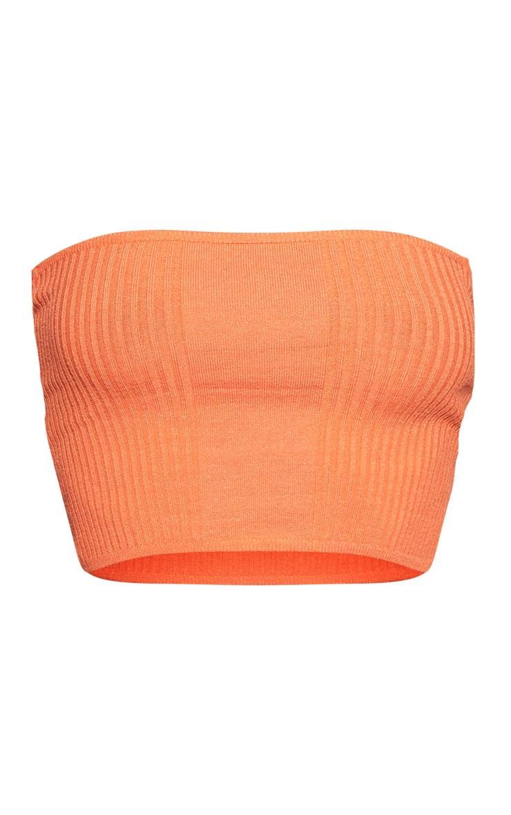 Burnt Orange Ribbed Style Bandeau Soft Knit Top Product Image