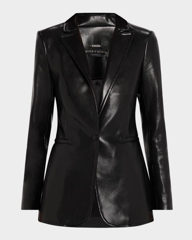 Breann Vegan Leather Fitted Blazer Product Image