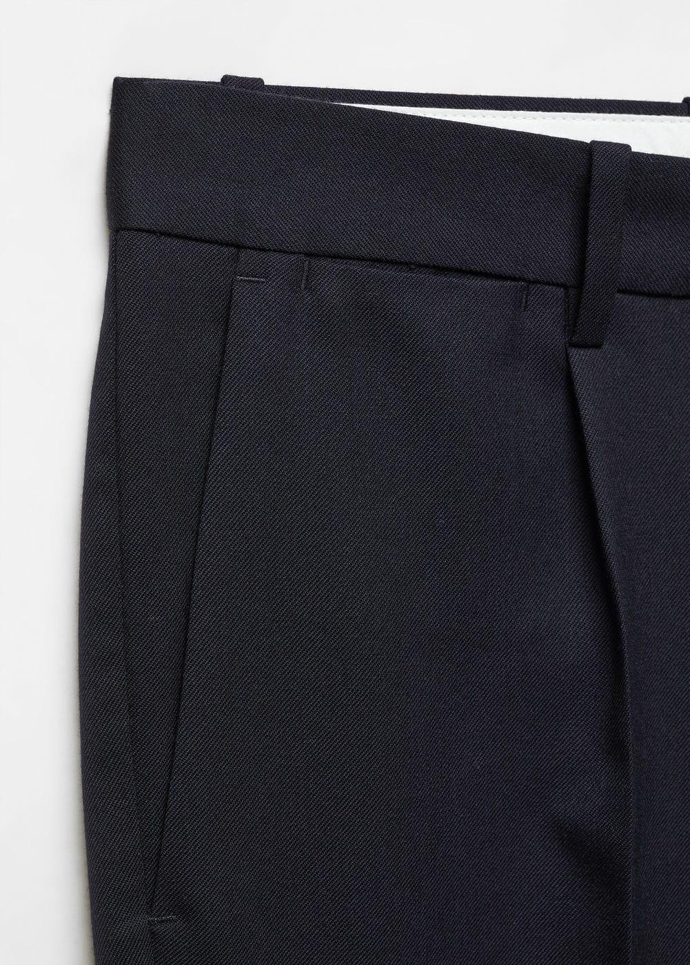 MANGO MAN - Pleat detail wool pants navyMen Product Image