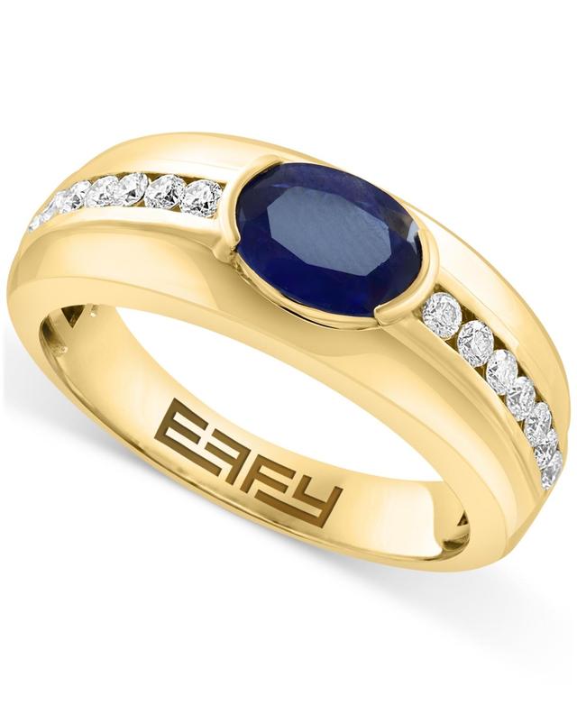 Effy Mens Sapphire (1-3/8 ct. t.w.) & Diamond (3/8 ct. t.w.) Ring in 14k Gold Product Image