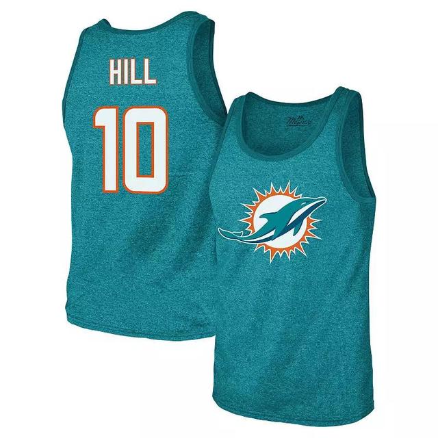 Mens Majestic Threads Tyreek Hill Aqua Miami Dolphins Tri-Blend Player Name & Number Tank Top Turquoise A Product Image