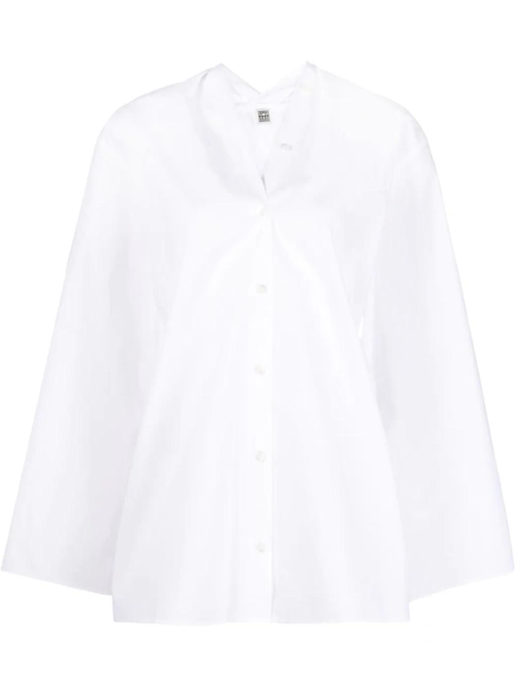 V-neck Poplin Blouse In White Product Image