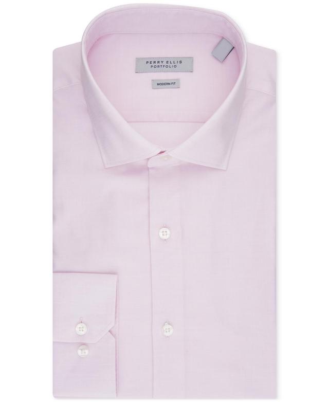 Perry Ellis Mens Modern-Fit Lux Twill Solid Dress Shirt Product Image