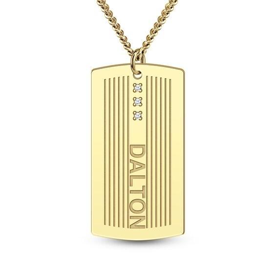 Men's Diamond Accent Engravable Striped Dog Tag Pendant (1 Line) - 22" Product Image