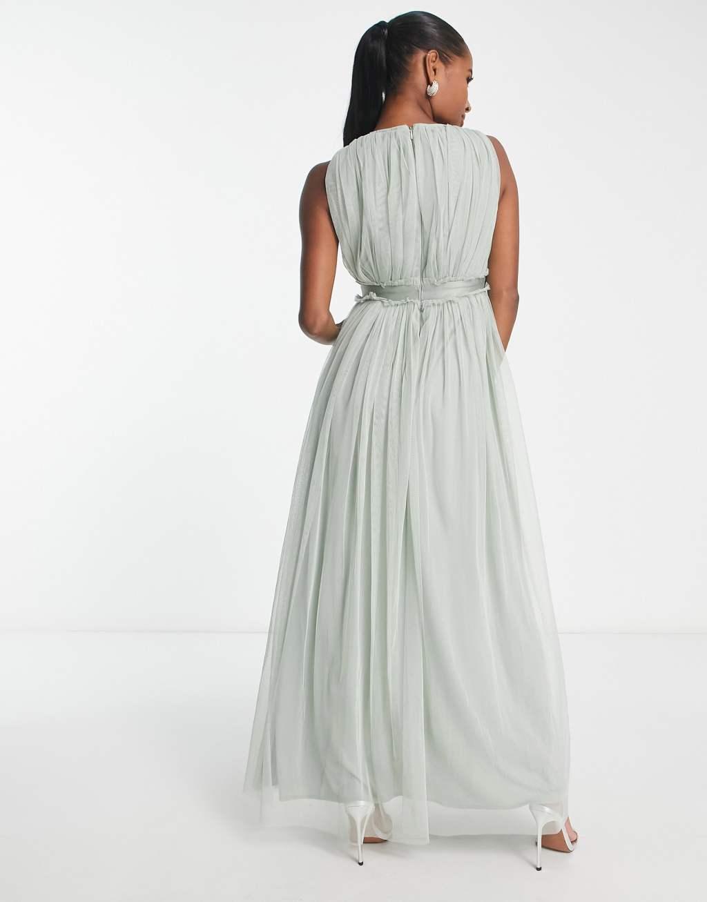 Anaya Petite Bridesmaid v neck ruffle waist maxi dress Product Image