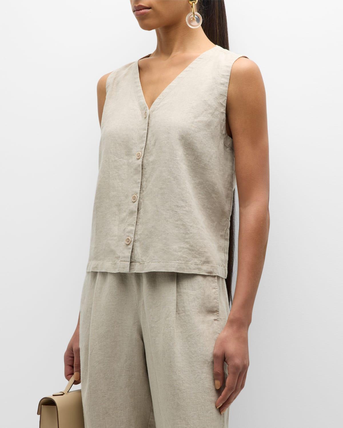 Womens Linen V-Neck Vest Product Image