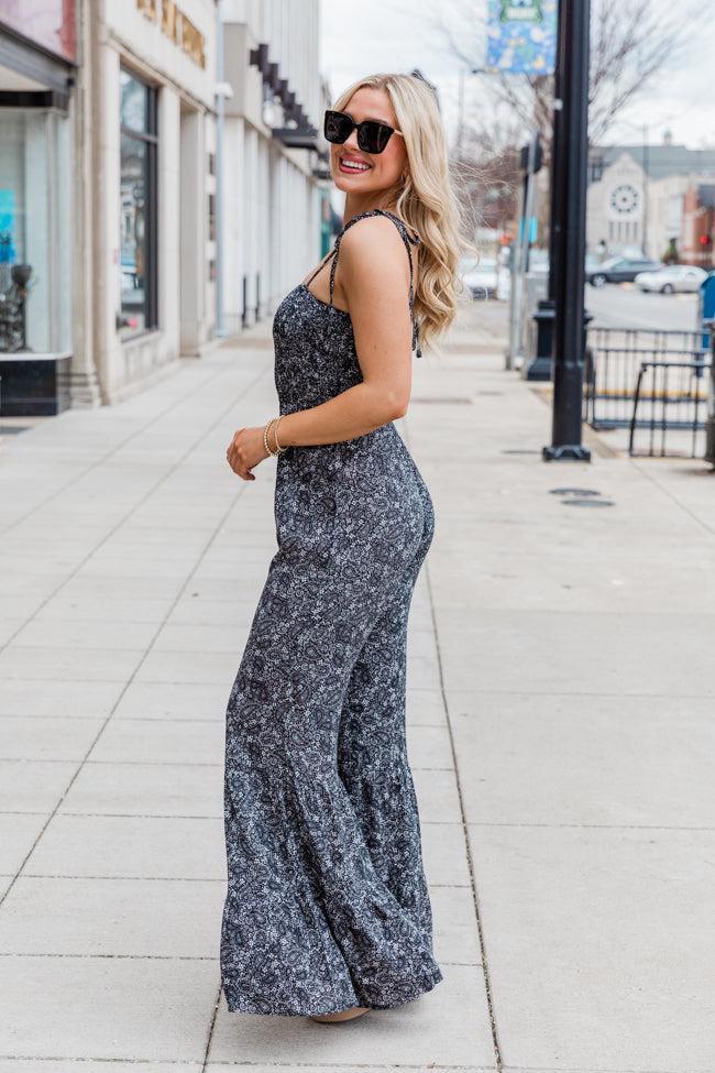 Aware of This Black Paisley Printed Flare Jumpsuit FINAL SALE Product Image