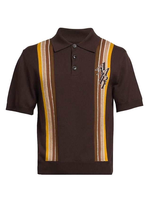 Mens Wool Stack Stripe Knit Polo Product Image