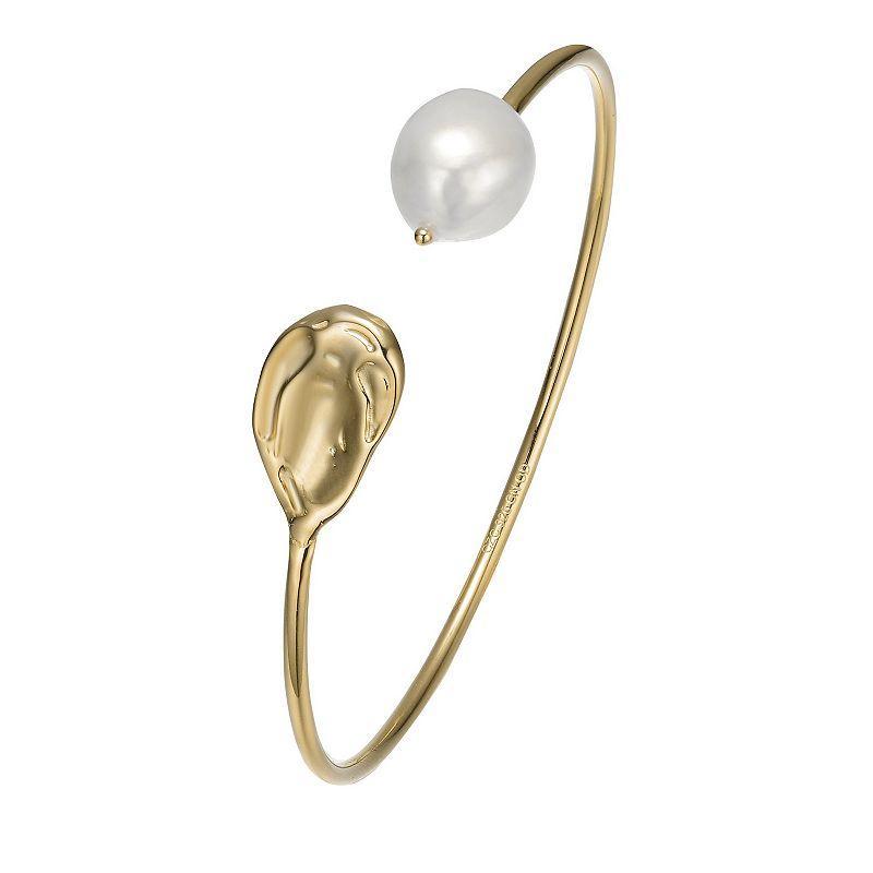 14k Gold Sterling Silver Freshwater Cultured Pearl Cuff Bracelet, Womens, Gold Tone Product Image