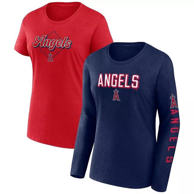 Womens Fanatics Branded /Red Los Angeles Angels T-Shirt Combo Pack Blue Product Image