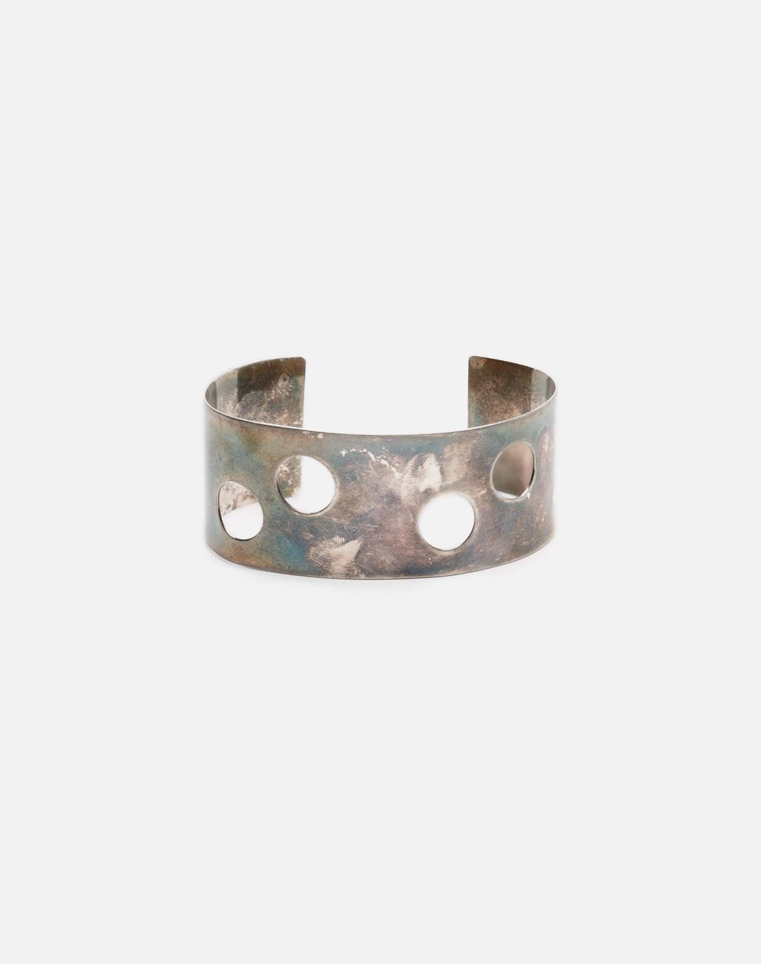 70s Sterling Circular Hole Bracelet Female Product Image