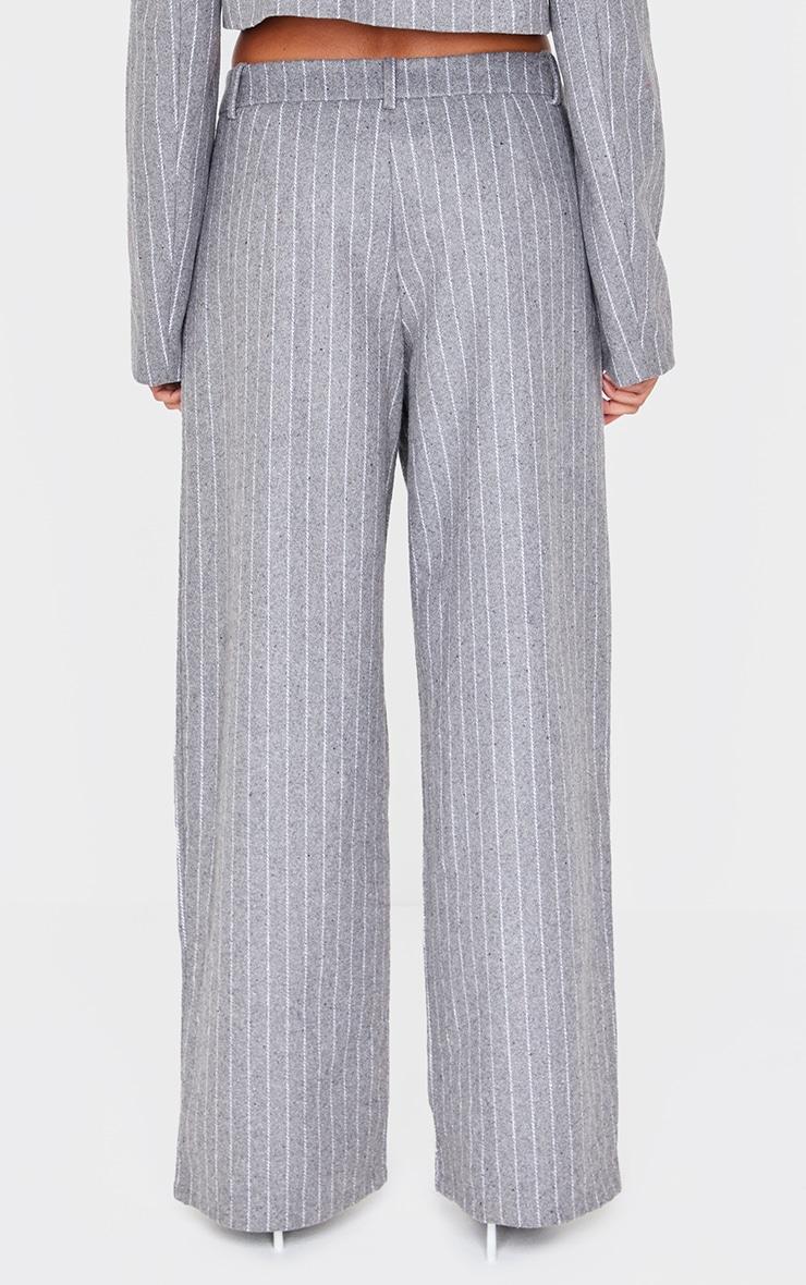 Grey Premium Pinstripe Wide Leg Pants Product Image